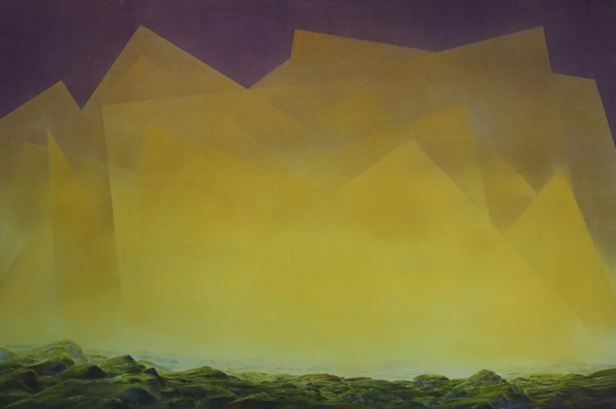 Wieland Payer, Kristallberg, 2017, Pastell auf grundiertem MDF,80x120cm, Courtesy Galerie Rothamel