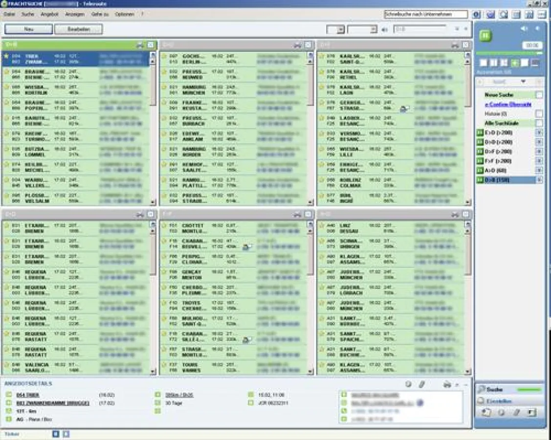 6 gleichzeitige Ladungssuchen auf einem Bildschirm