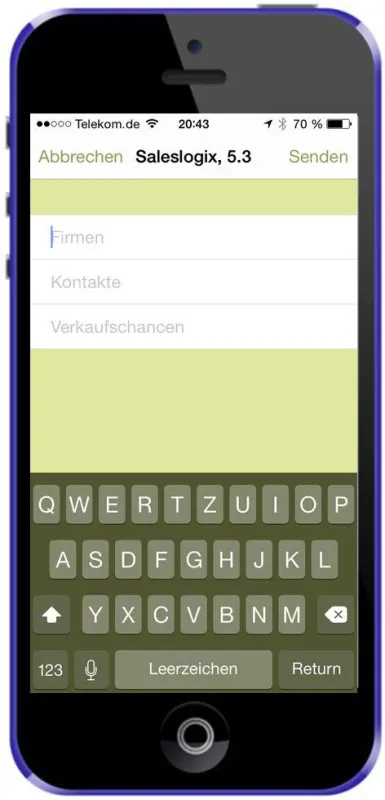 Suchbildschirm für Kundendaten