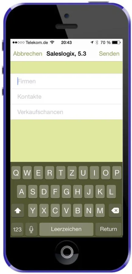 Suchbildschirm für Kundendaten