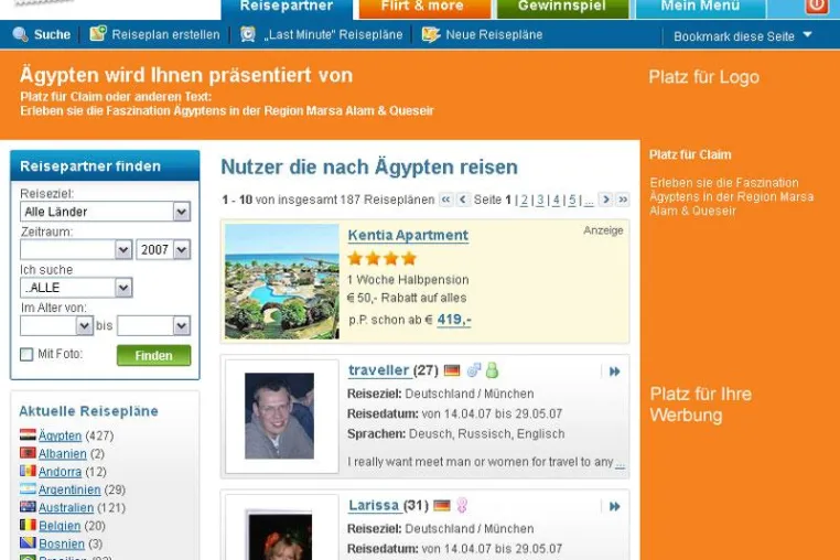 Travelinlove.com mit neuer geokodierter Werbeform Bild: Travelinlove.com mit neuer geokodierter Werbeform