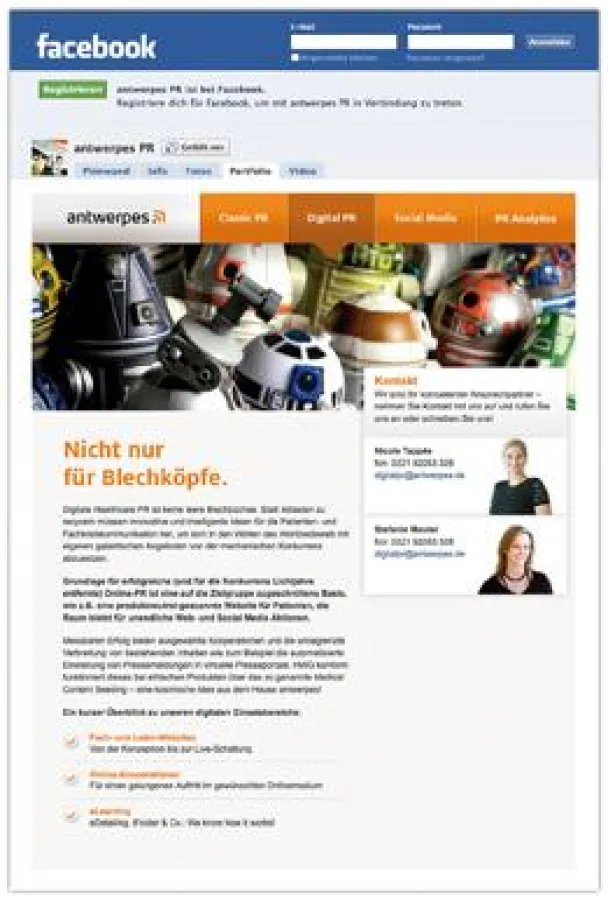 Die antwerpes PR & Social Media Unit auf Facebook