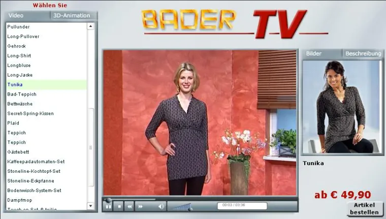 Bild: Versandhaus Bader mit eigenem „Bader-TV“ online