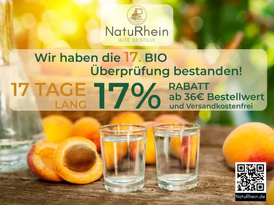 Bild: 17 Jahre Bio mit Herz: www.NatuRhein.de feiert 17. Bio-Überprüfung mit 17 tägiger Genussaktion