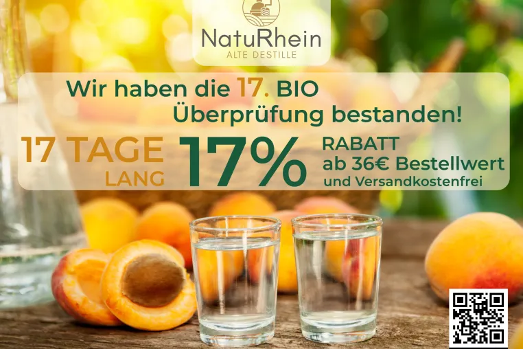 Bild: 17 Jahre Bio mit Herz: www.NatuRhein.de feiert 17. Bio-Überprüfung mit 17 tägiger Genussaktion