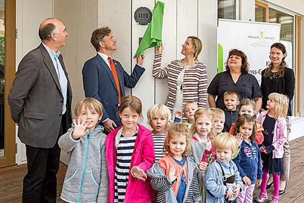 Deutschlandweit erste Kita zertifiziert nach dem weltweit höchsten Umweltstandard LEED Bild: Deutschlandweit erste Kita zertifiziert nach dem weltweit höchsten Umweltstandard LEED