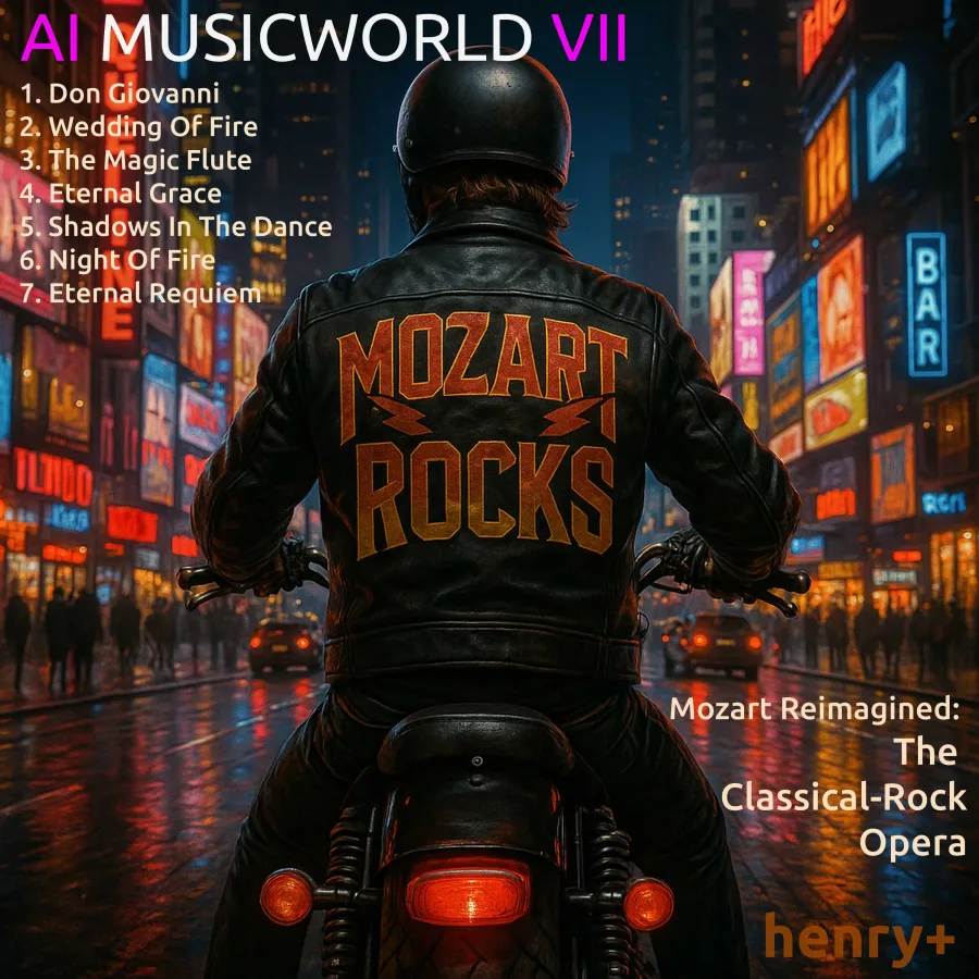 Wolfgang Amadeus Mozart Reimagined: The Classical-Rock Opera (© AI-MUSICWORLD.COM)