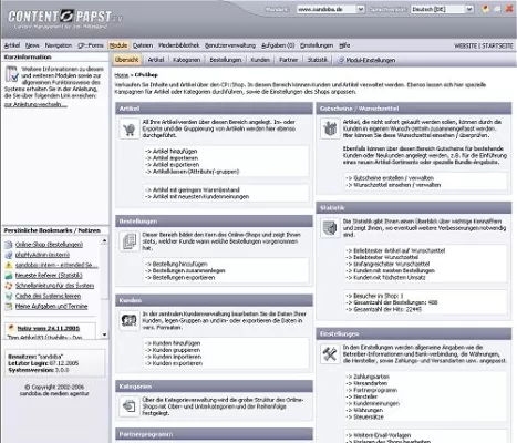 Bild: Shop-Software CP::Shop 3.0 von sandoba.de - Eine E-Commerce-Lösung par excellence