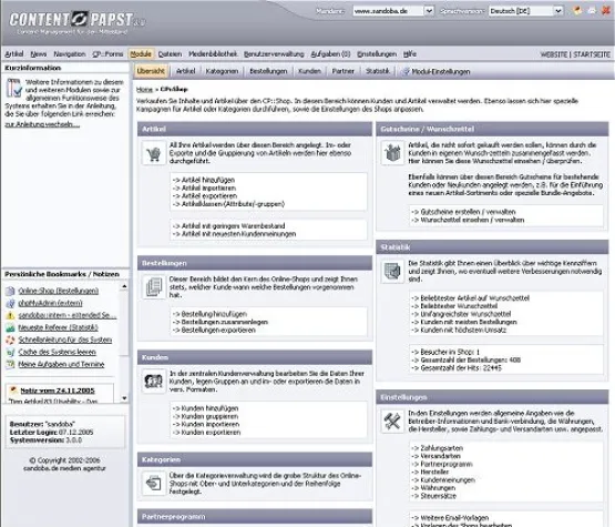 Bild: Shop-Software CP::Shop 3.0 von sandoba.de - Eine E-Commerce-Lösung par excellence