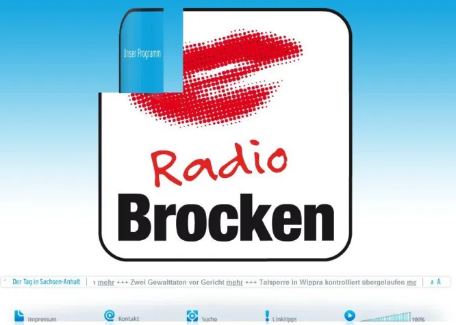 Bild: Internetseiten von Radio Brocken im neuen Glanz