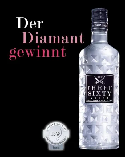 THREE SIXTY VODKA gewinnt Silber beim Internationalen Spirituosen Wettbewerb Bild: THREE SIXTY VODKA gewinnt Silber beim Internationalen Spirituosen Wettbewerb
