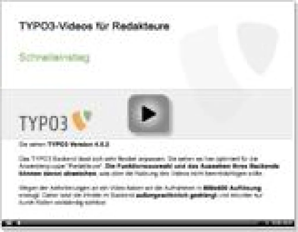 Startseite eines TYPO3-Videos