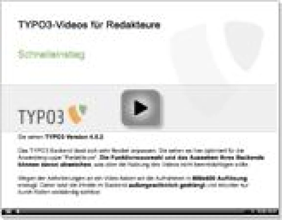 Startseite eines TYPO3-Videos