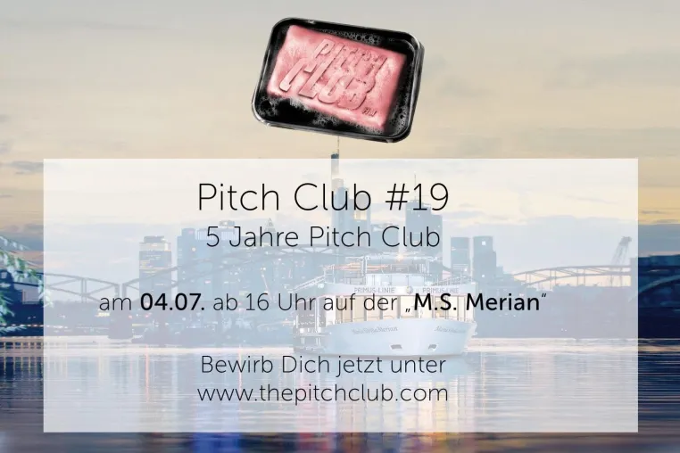Bild: Pitch Club #19 am 04. Juli ab 16 Uhr auf der „M.S. Merian“ in Frankfurt am Main