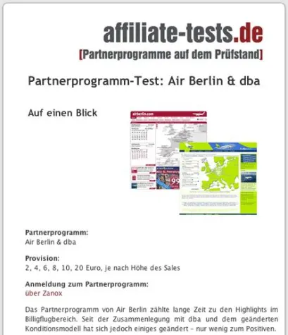 Bild: Dürftige Provision: Partnerprogramm von Air Berlin und dba im Praxistest