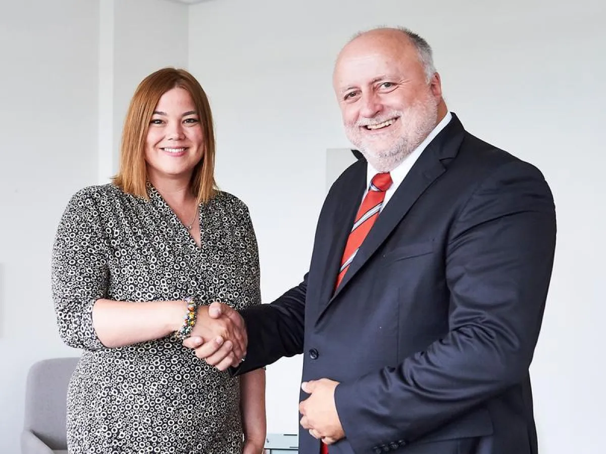 Senator Katharina Fegebank and KLU President Thomas Strothotte (Photograph: KLU, Christin Schwarzer)