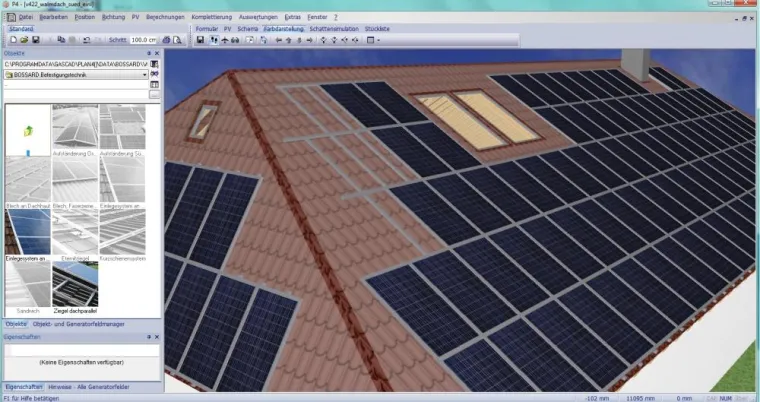 Bild: Bossard, Marktführer bei Solar-Unterkonstruktionen setzt auf die G.A.S.CAD plan4solar®PV