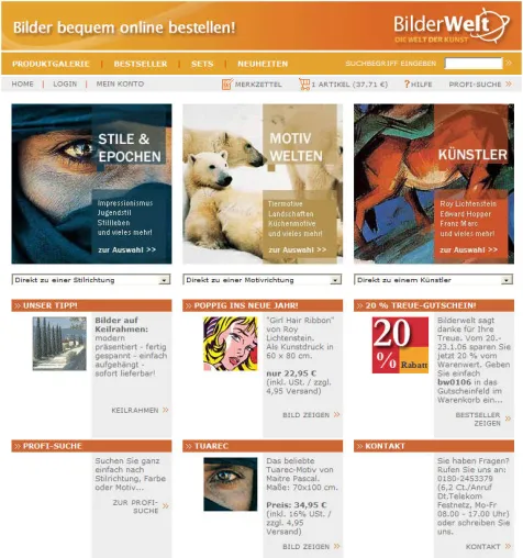 Bild: Bilderwelt.de macht Lust auf Bilder - mit frischen Motiven und bequemer Online-Einrahmung