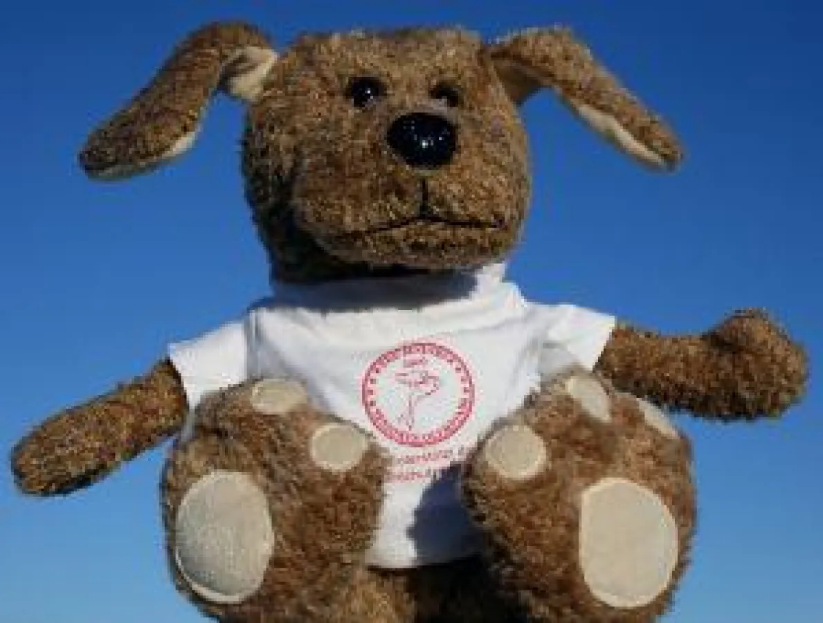 Fridolin, das Maskottchen der Senioren-Olympiade und Botschafter der Kinderschutzengel