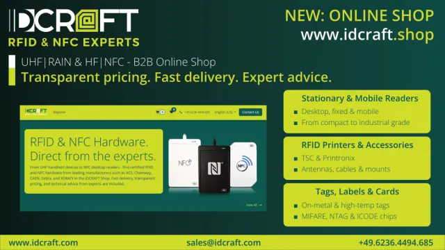 Online-Shop für RFID & NFC Hardware - IDCRAFT startet idcraft.shop Bild: Online-Shop für RFID & NFC Hardware - IDCRAFT startet idcraft.shop