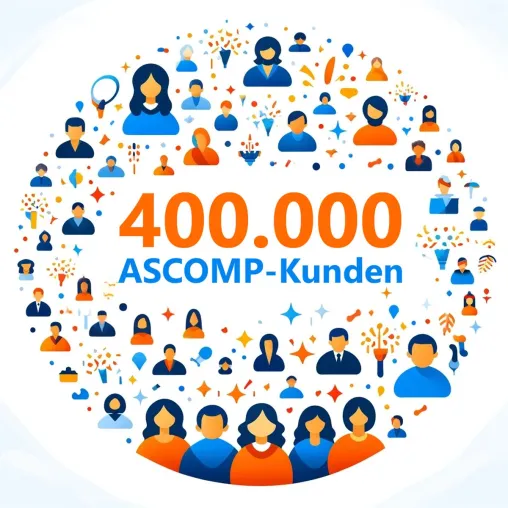 Bild: Die ASCOMP Software GmbH begrüßt ihren 400.000. Kunden