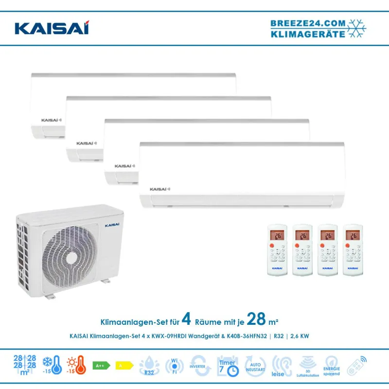 KLIMAANLAGEN - SET VON KAISAI FÜR 4 ZIMMER MIT BIS ZU 28 M²