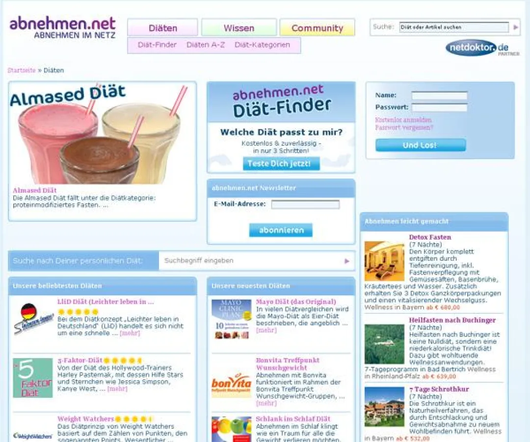 Diätvergleich bei abnehmen.net