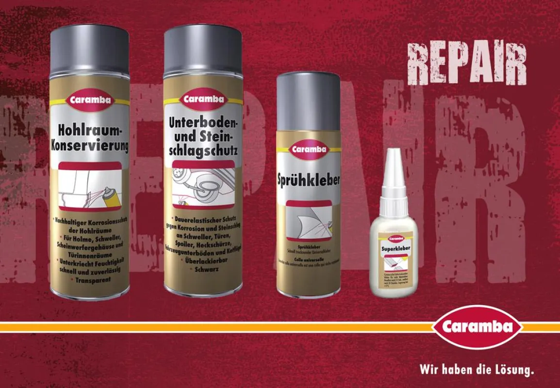 Repair-Produkte von Caramba. Stark, effektiv und praktikabel.