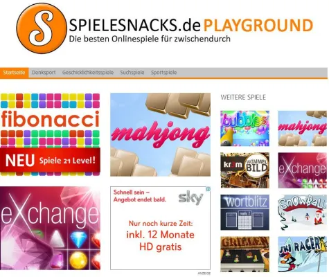 Bild: Die besten Onlinespiele für zwischendurch: "Spielesnacks.de Playground" gestartet