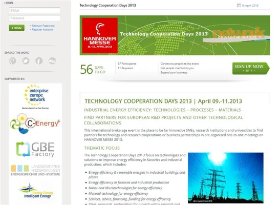 Bild: Noch 54 Tage bis zur Kooperationsbörse "Technology Cooperation Days" auf der Hannover Messe 2013