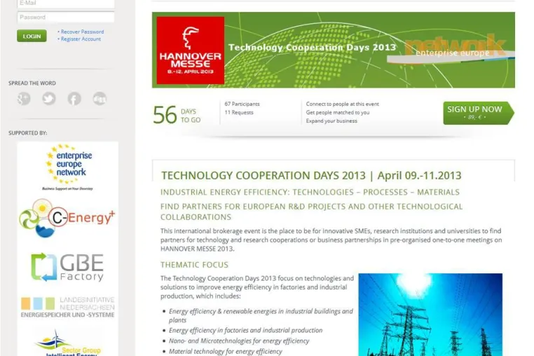 Noch 54 Tage bis zur Kooperationsbörse "Technology Cooperation Days" auf der Hannover Messe 2013 Bild: Noch 54 Tage bis zur Kooperationsbörse "Technology Cooperation Days" auf der Hannover Messe 2013