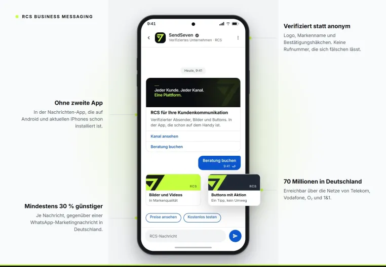Bild: SendSeven startet RCS in Deutschland: die Weiterentwicklung der SMS als günstigere Alternative zu WhatsApp