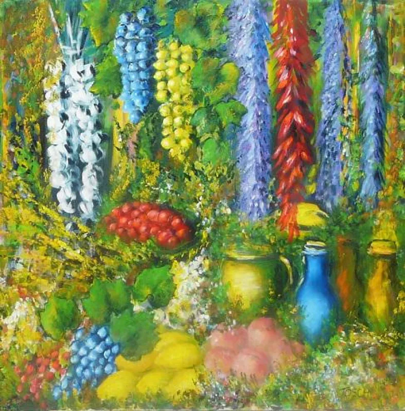 le marché (5), Acryl und Lack/Leinwand, 100x100 cm, 850,--€