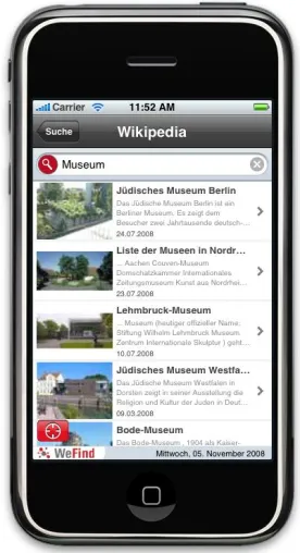Bild: WeFind, die erste mobile Web 2.0 Community und Nachrichtensuchmaschine für das iPhone und den Computer