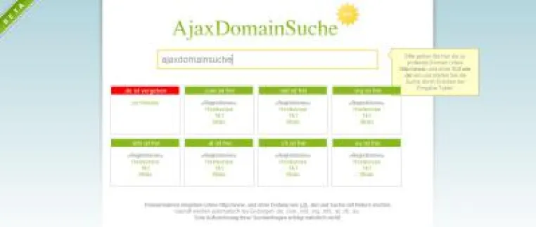 Bild: Ajaxdomainsuche.de – Abfrage von Domains mittels AJAX