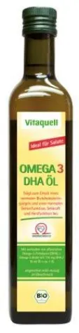 Vitaquell Omega 3 DHA Öl: Spezialität mit Meeresalgenöl Bild: Vitaquell Omega 3 DHA Öl: Spezialität mit Meeresalgenöl