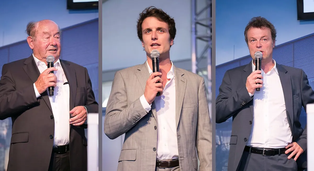 Drei Pioniere in Sachen Kunststoff: Alwin Lehner (li.), Günther Lehner (re.), Philipp Lehner (mi.). (© ALPLA)