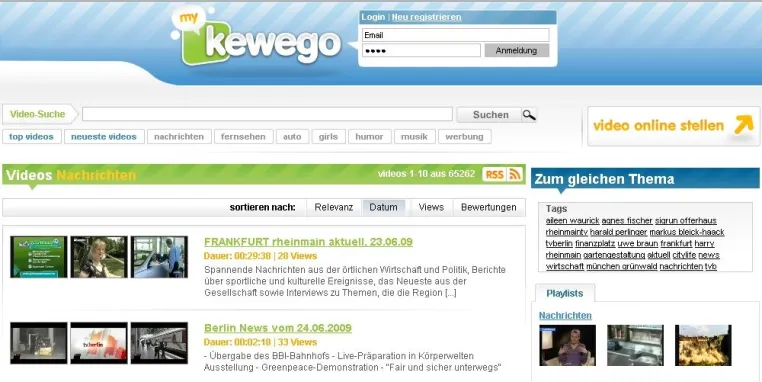 Nach dem Aus von Google Video-Upload - Europäisches Videoportal Kewego im Upload-Portfolio von VideoCounter.com Bild: Nach dem Aus von Google Video-Upload - Europäisches Videoportal Kewego im Upload-Portfolio von VideoCounter.com
