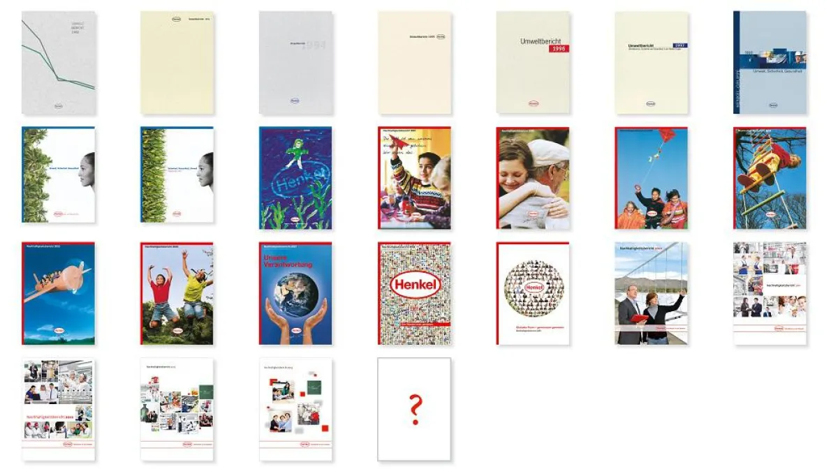 25 Berichte ? 25 Titelbilder: In diesem Jahr veröffentlicht Henkel seinen 25. Nachhaltigkeitsbericht