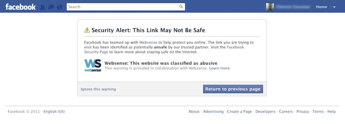 Security Alert Page (Quelle: Websense)