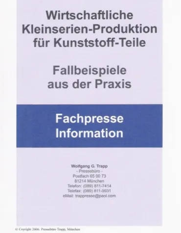 Bild: Neue Fach-Broschüre zur Wirtschaftlichen Kleinserien-Produktion von Kunststoffteilen gratis im PDF-Format