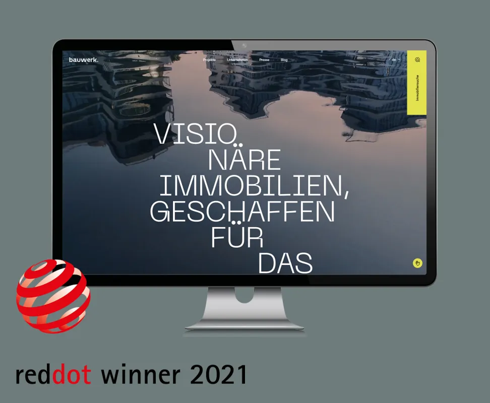 Die Website vom Projektentwickler Bauwerk wurde mit dem Red Dot Design Award 2021 ausgezeichnet. (© Bauwerk)