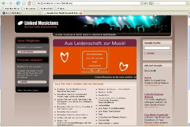 Bild: Die erste internationale Live-Musik-Web-Community auch in deutscher Sprache