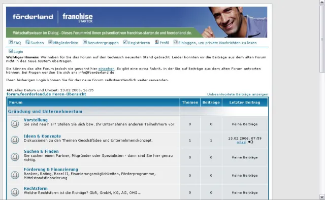 Bild: Gemeinsames Forum von förderland und franchisestarter jetzt online