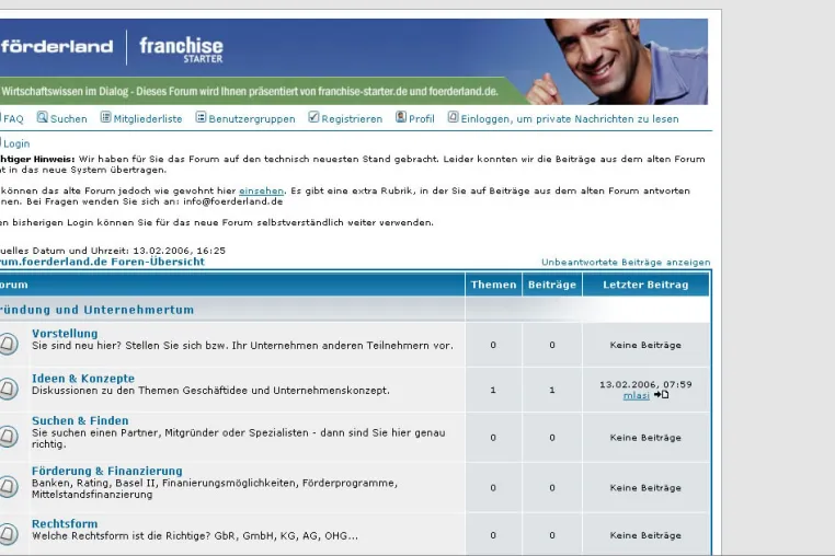 Bild: Gemeinsames Forum von förderland und franchisestarter jetzt online