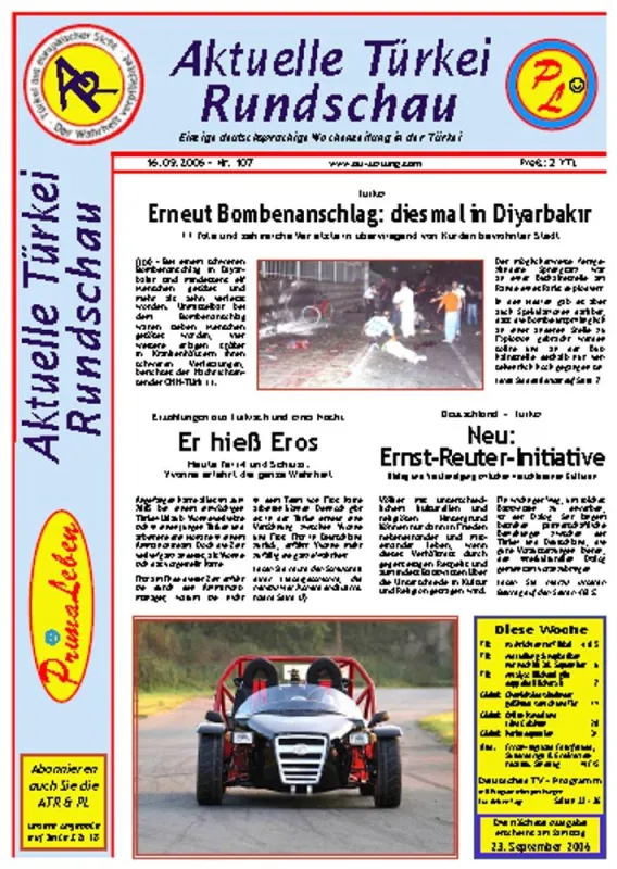 Aktuelle Berichte und Kommentare über die Türkei - die neue Ausgabe der ATR & PL ab 15. September im Internet zu bestellen