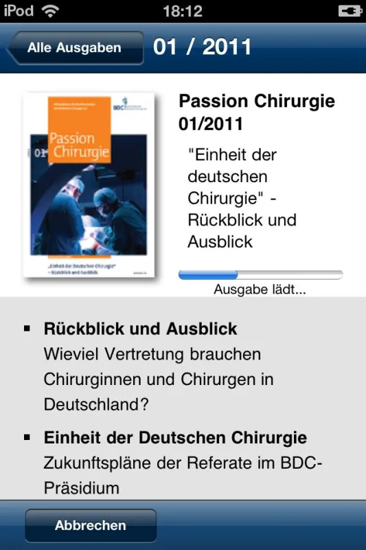 Readeransicht auf iPhone bzw. iPod touch