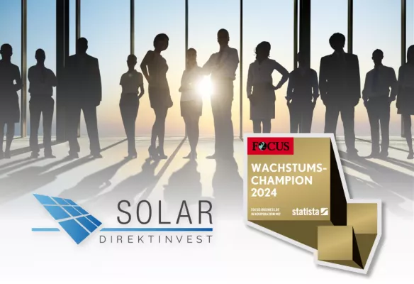 Bild: Auszeichnung durch FOCUS Business: Solar Direktinvest ist wachstumsstärkstes Unternehmen 