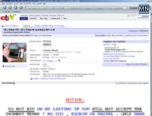 Bild: Journalist W. E. Glöckel verhindert schweren Betrug bei eBay noch während laufender Auktion