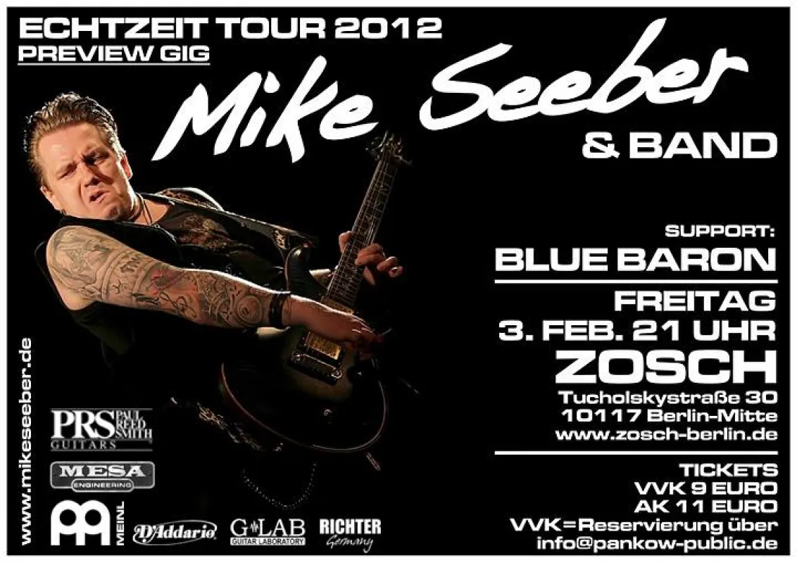 Vorschau auf die ECHTZEIT TOUR 2012: Mike Seeber am 3. Februar 2012 im Zosch, Berlin